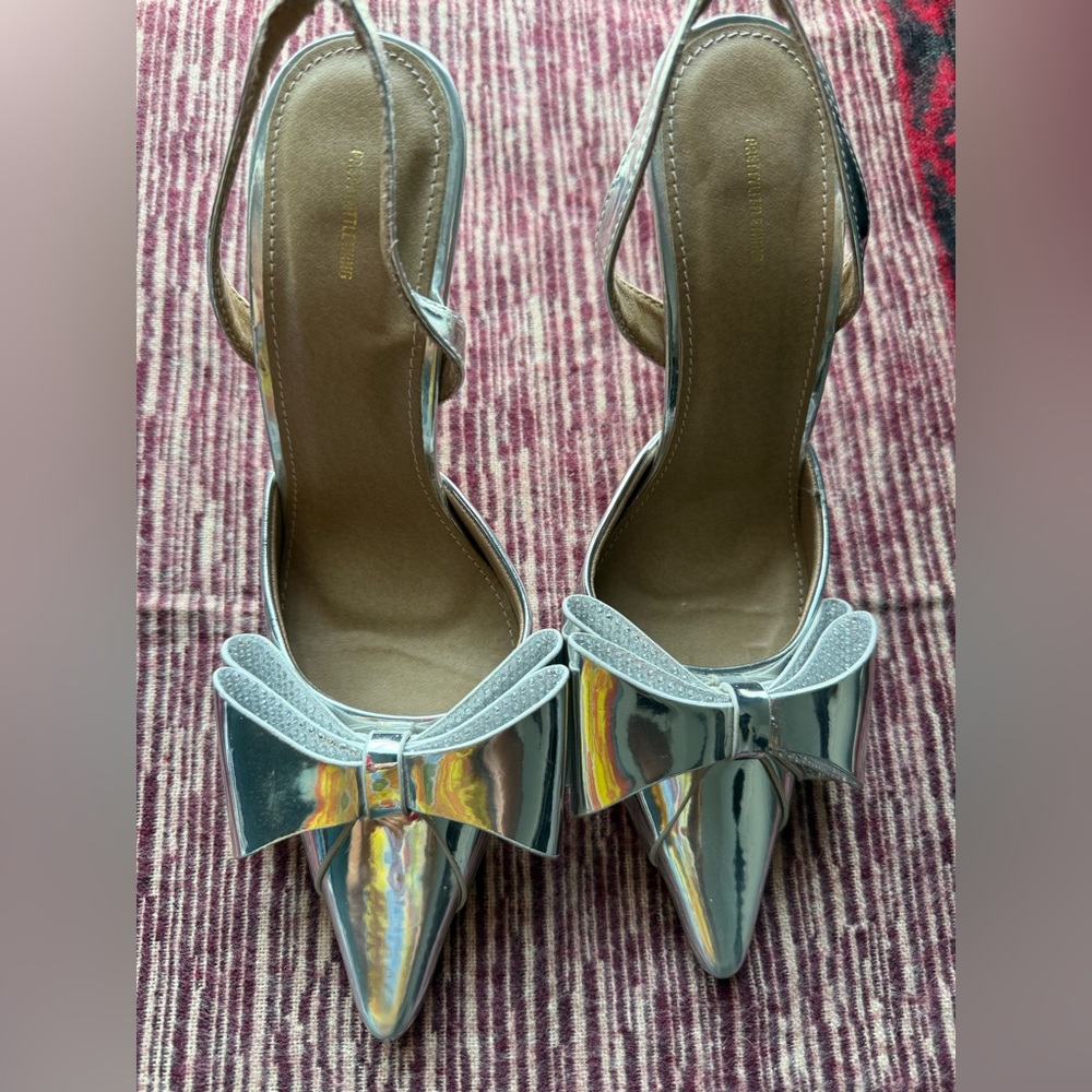Pretty little Thing Silver Bow Heels